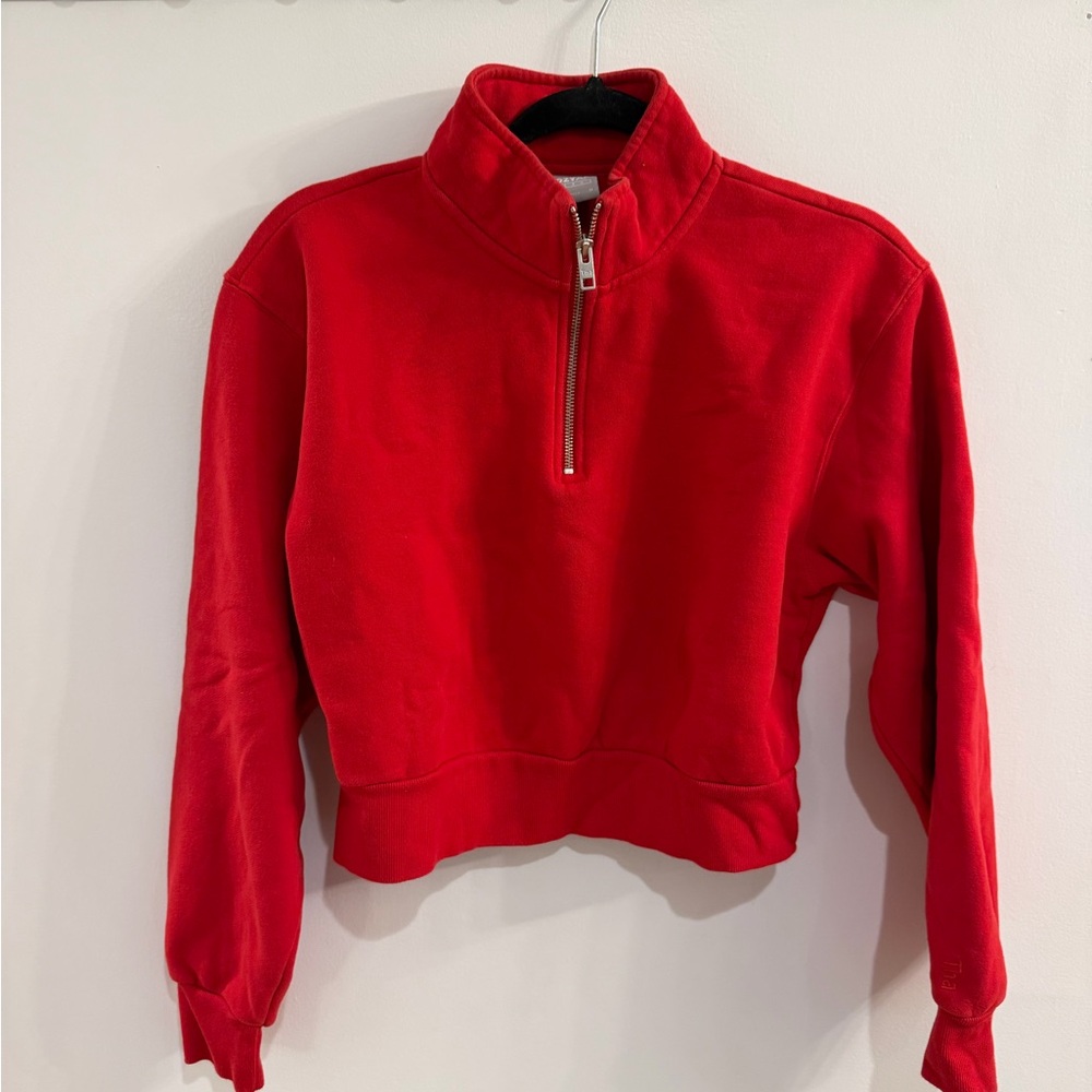 Aritzia TNA Vibrant Red Half-Zip Hoodie